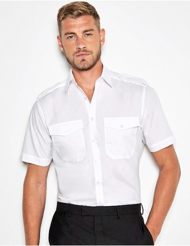 K-KK133-Mens Tailored Fit Pilot Shirt Short Sleeve